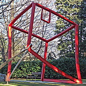 Über-raschung, putrelle d'acciaio e acciaio inox, altezza 400cm, 2010, parco terme, Merano